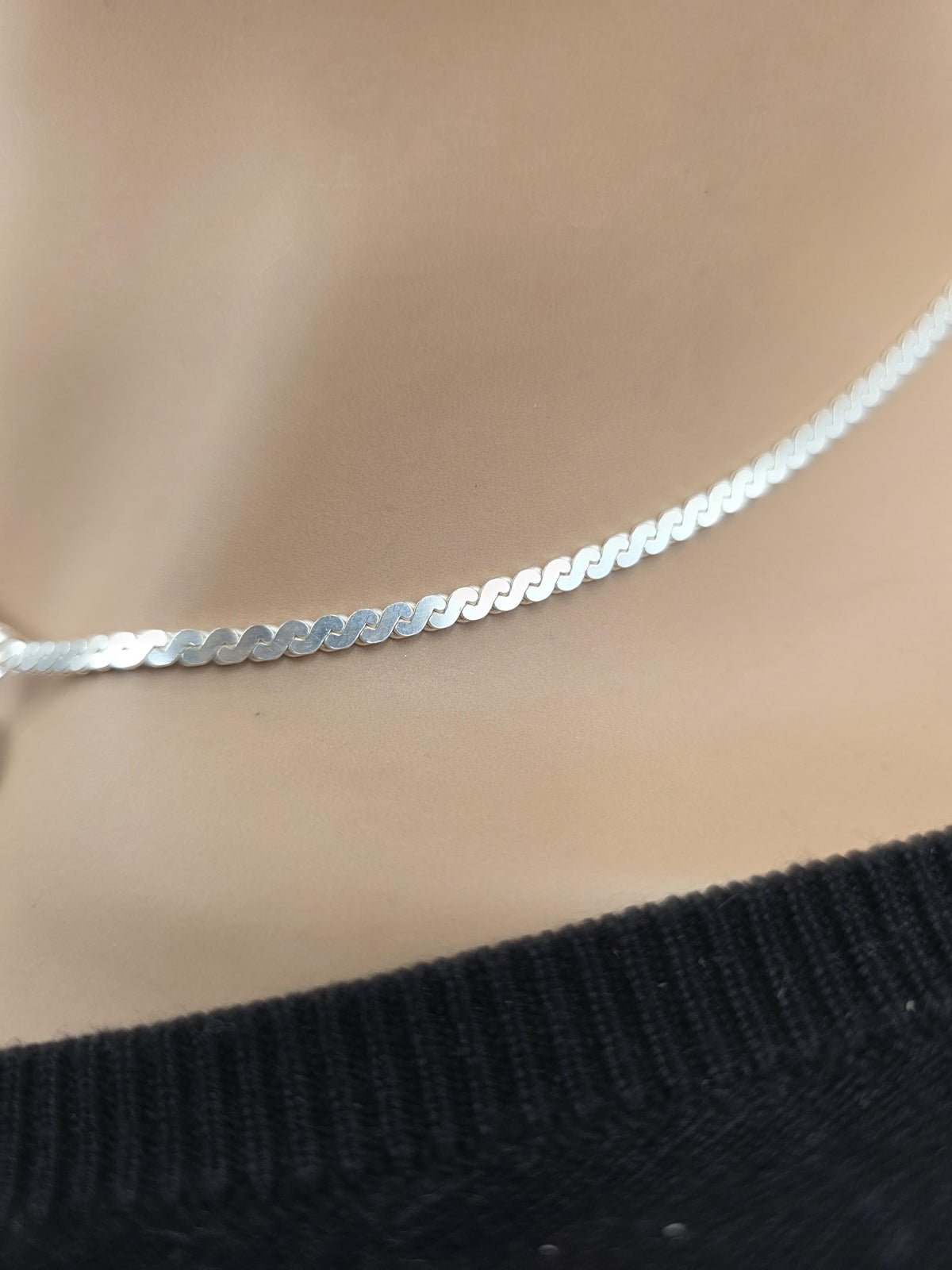 925 Sterling Silver Eternity O Ring Necklace Day Collar On Serpentine Chain – 2 Sizes, Locking Option Committment Jewelry