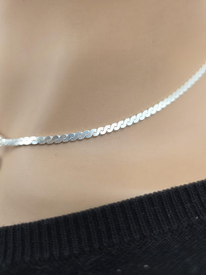 925 Sterling Silver Eternity O Ring Necklace Day Collar On Serpentine Chain – 2 Sizes, Locking Option Committment Jewelry