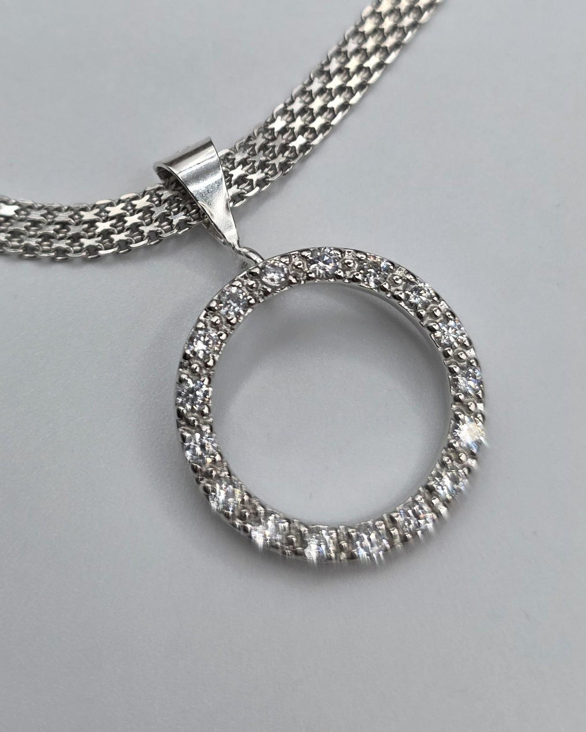925 Sterling Silver Eternity O Ring on Bismark Chain Necklace Day Collar– Permanent Options Committment Jewelry