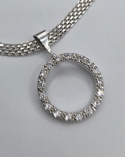 925 Sterling Silver Eternity O Ring on Bismark Chain Necklace Day Collar– Permanent Options Committment Jewelry