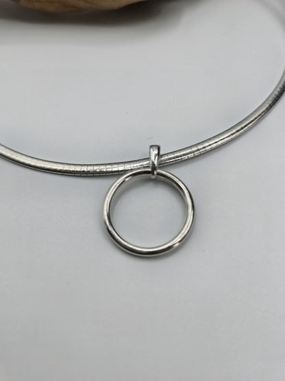 925 Sterling Silver Omega Chain Pendant Eternity O Ring Necklace Day Collar – Permanent Options Committment Jewelry