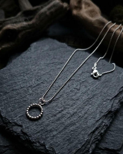 925 Sterling Silver Eternity O Ring Necklace Day Collar on Dainty Ball Chain – 2 Sizes, Committment Jewelry