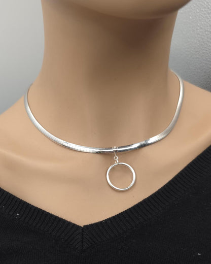Reversible Gold Vermeil & Sterling Silver Omega Collar Necklace – 4mm Dual-Tone O-Ring Day Collar