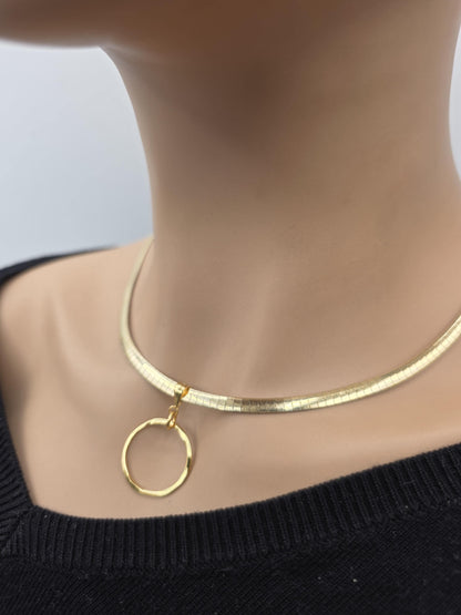 Reversible Gold Vermeil & Sterling Silver Omega Collar Necklace – 4mm Dual-Tone O-Ring Day Collar