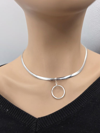 Reversible Sterling Silver & Gold Vermeil Omega Collar Necklace – 4mm Dual-Tone O-Ring Day Collar