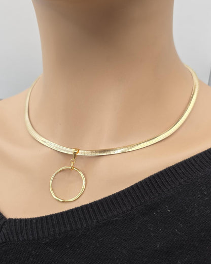 Reversible Gold Vermeil & Sterling Silver Omega Collar Necklace – 4mm Dual-Tone O-Ring Day Collar