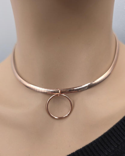 Reversible Rose Gold Vermeil & Sterling Silver Omega Collar Necklace – 4mm Dual-Tone O-Ring Day Collar