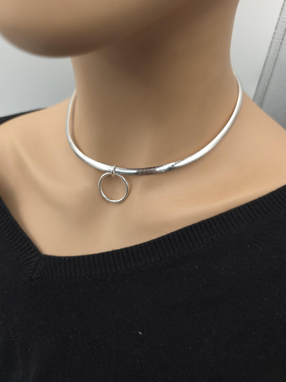Reversible Rose Gold Vermeil & Sterling Silver Omega Collar Necklace – 4mm Dual-Tone O-Ring Day Collar