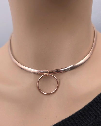 Reversible Rose Gold Vermeil & Sterling Silver Omega Collar Necklace – 4mm Dual-Tone O-Ring Day Collar