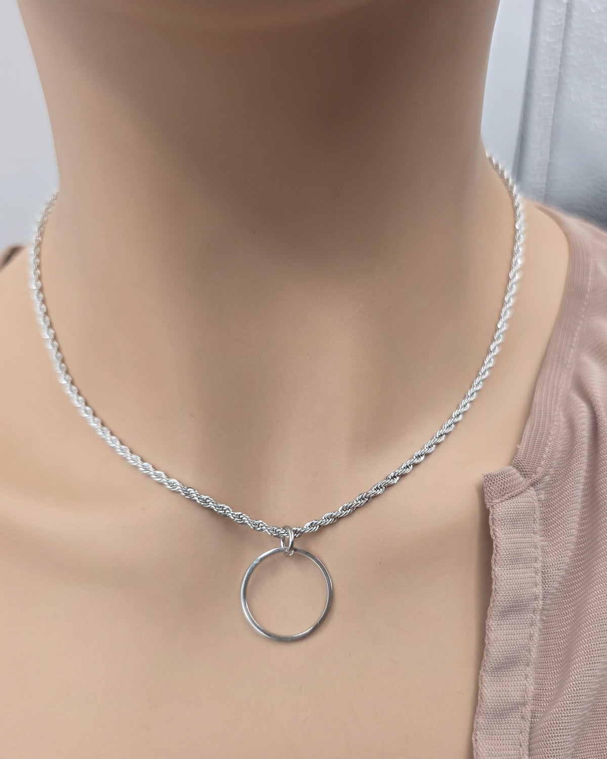 Stainless steel Day Collar Necklace 2mm Rope Chain, Locking Clasp Option, Elegant Jewelry for Couples