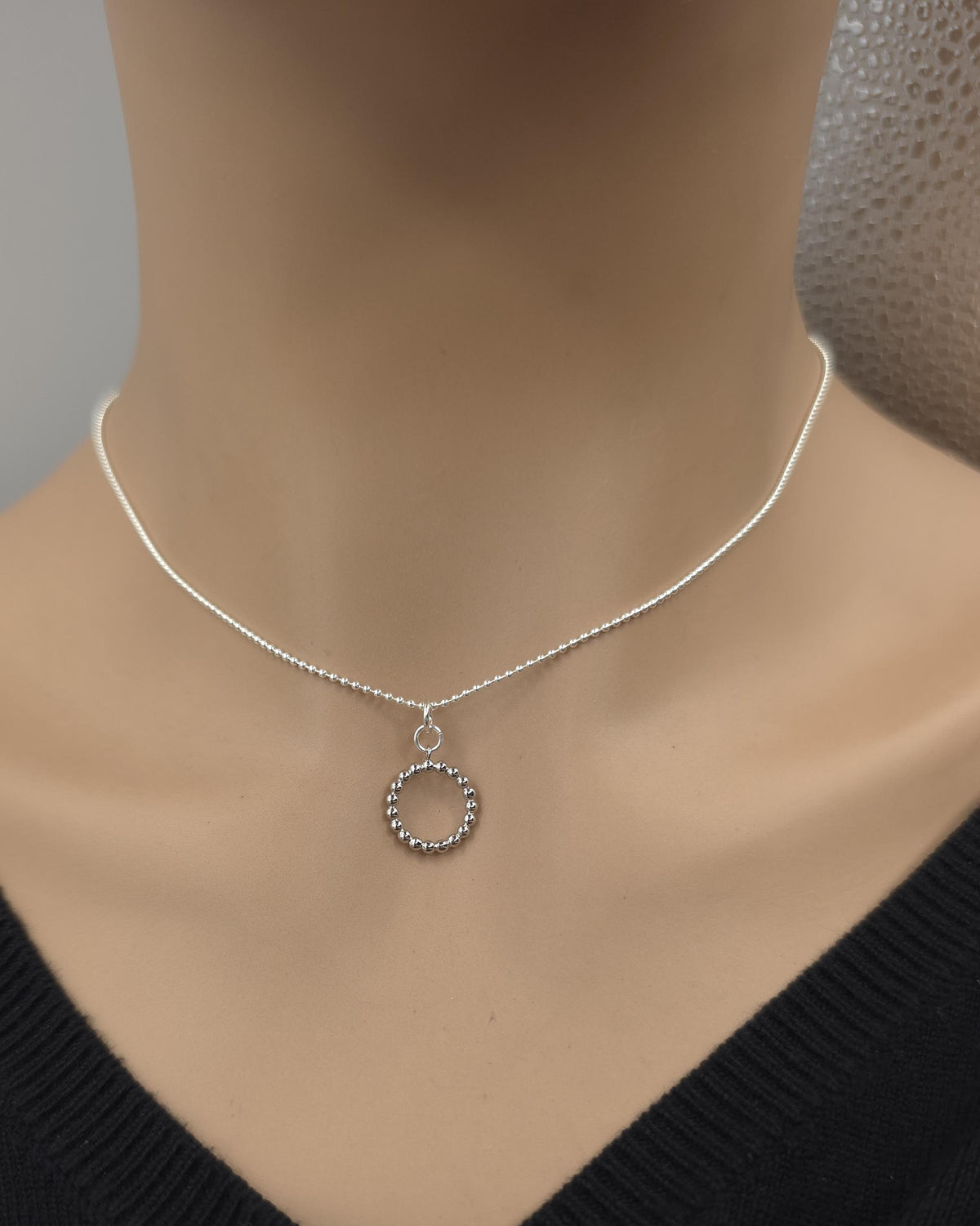 925 Sterling Silver Eternity O Ring Necklace Day Collar on Dainty Ball Chain – 2 Sizes, Committment Jewelry