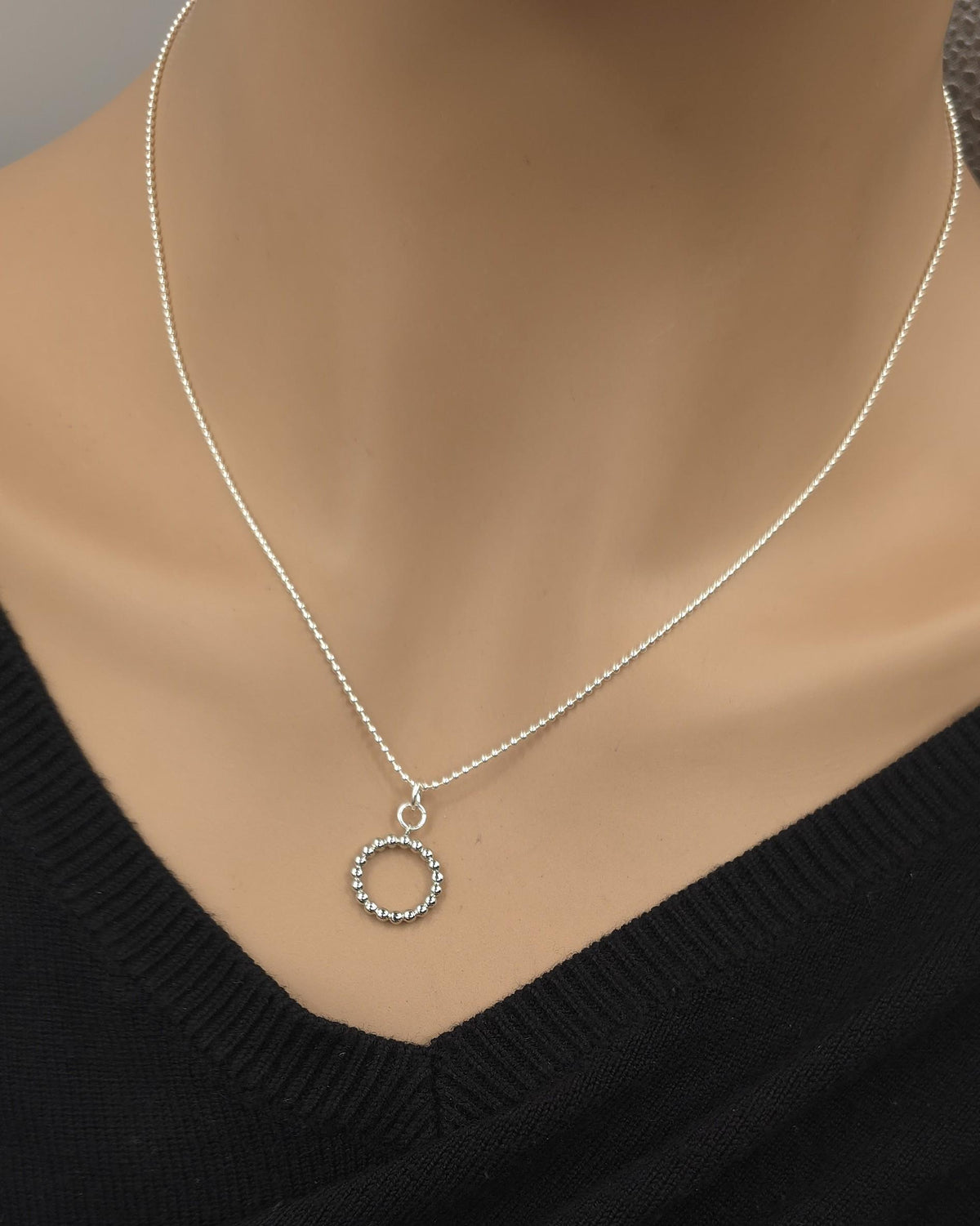 925 Sterling Silver Eternity O Ring Necklace Day Collar on Dainty Ball Chain – 2 Sizes, Committment Jewelry