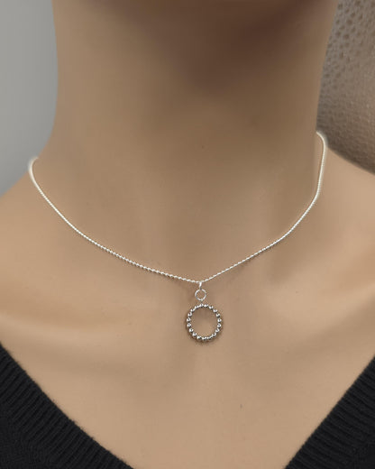 925 Sterling Silver Eternity O Ring Necklace Day Collar on Dainty Ball Chain – 2 Sizes, Committment Jewelry