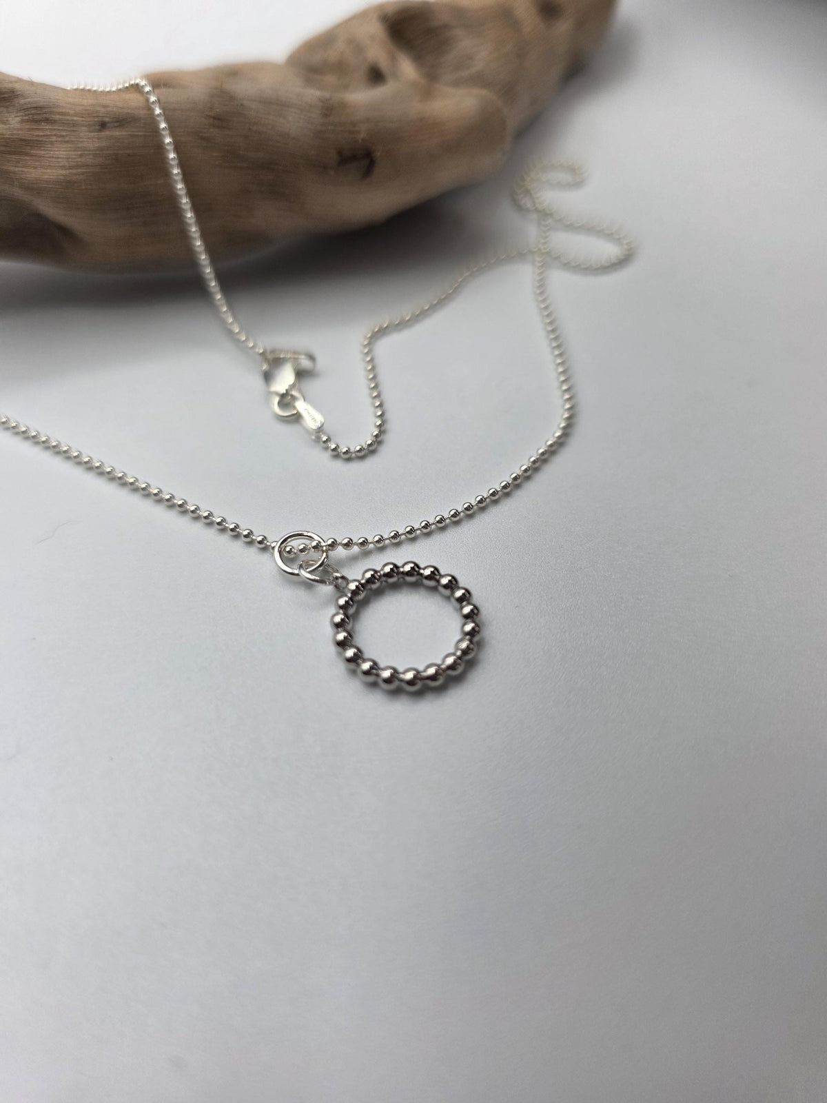 925 Sterling Silver Eternity O Ring Necklace Day Collar on Dainty Ball Chain – 2 Sizes, Committment Jewelry