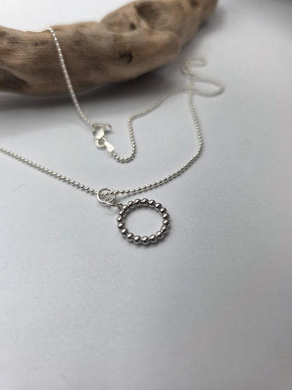 925 Sterling Silver Eternity O Ring Necklace Day Collar on Dainty Ball Chain – 2 Sizes, Committment Jewelry