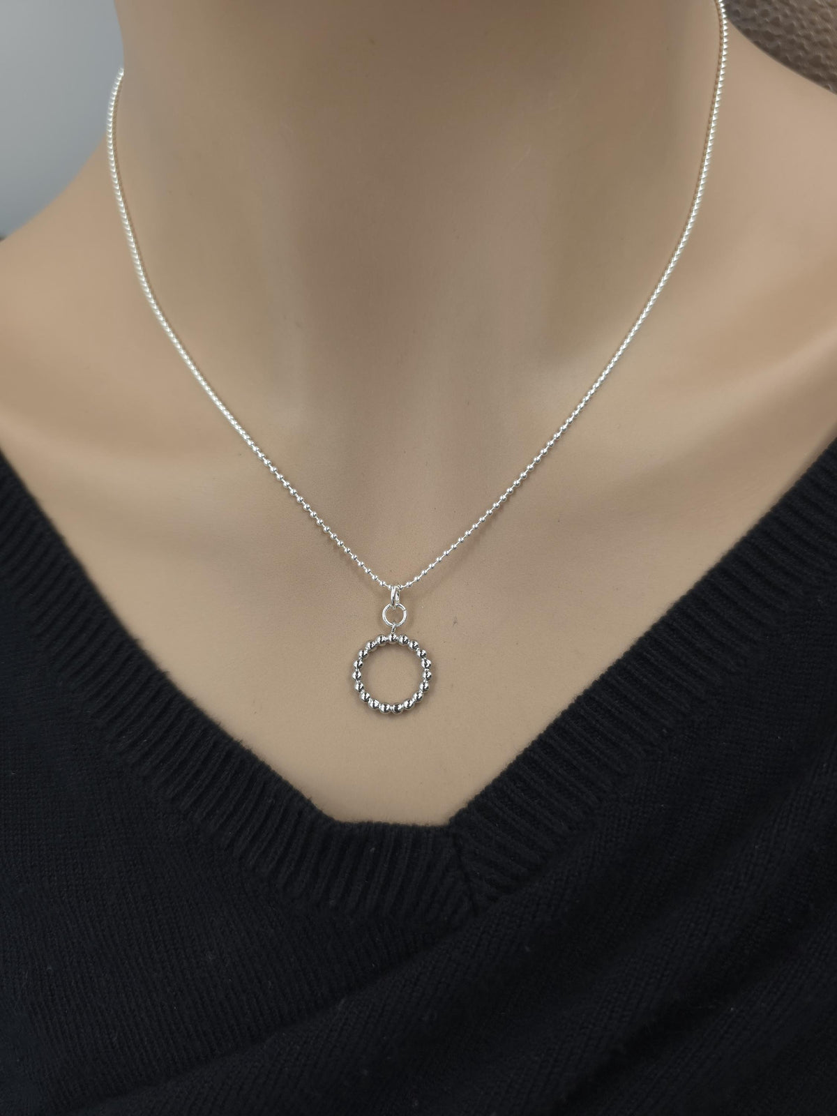 925 Sterling Silver Eternity O Ring Necklace Day Collar on Dainty Ball Chain – 2 Sizes, Committment Jewelry