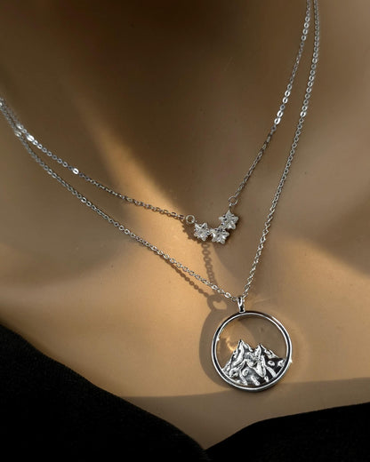 Three Stars Over the Mountain - A Fae Court | Sterling Silver Layered Necklace Set | Bookish Celestial Jewelry