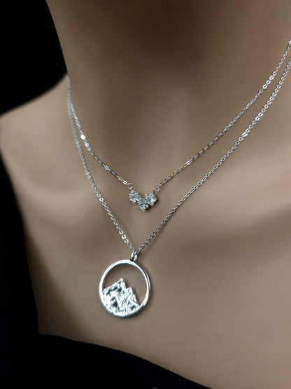 Three Stars Over the Mountain - A Fae Court | Sterling Silver Layered Necklace Set | Bookish Celestial Jewelry
