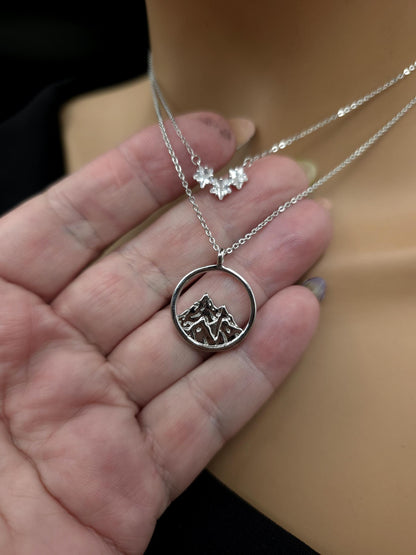 Three Stars Over the Mountain - A Fae Court | Sterling Silver Layered Necklace Set | Bookish Celestial Jewelry