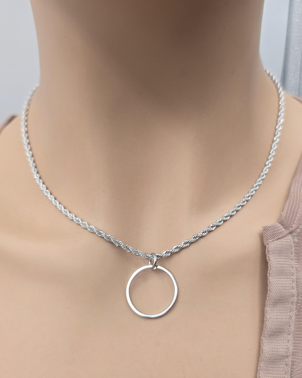 Stainless steel Day Collar Necklace 2mm Rope Chain, Locking Clasp Option, Elegant Jewelry for Couples