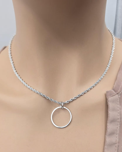 Stainless steel Day Collar Necklace 2mm Rope Chain, Locking Clasp Option, Elegant Jewelry for Couples