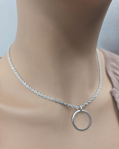 Stainless steel Day Collar Necklace 2mm Rope Chain, Locking Clasp Option, Elegant Jewelry for Couples