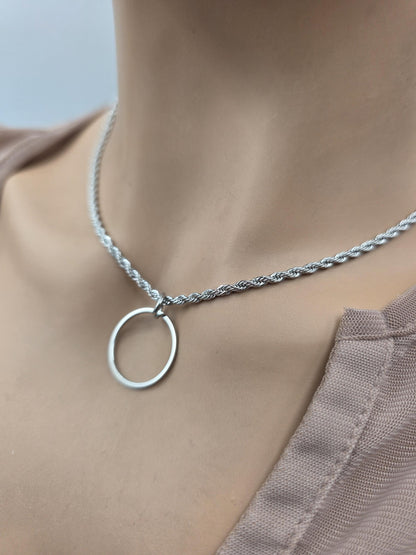 Stainless steel Day Collar Necklace 2mm Rope Chain, Locking Clasp Option, Elegant Jewelry for Couples