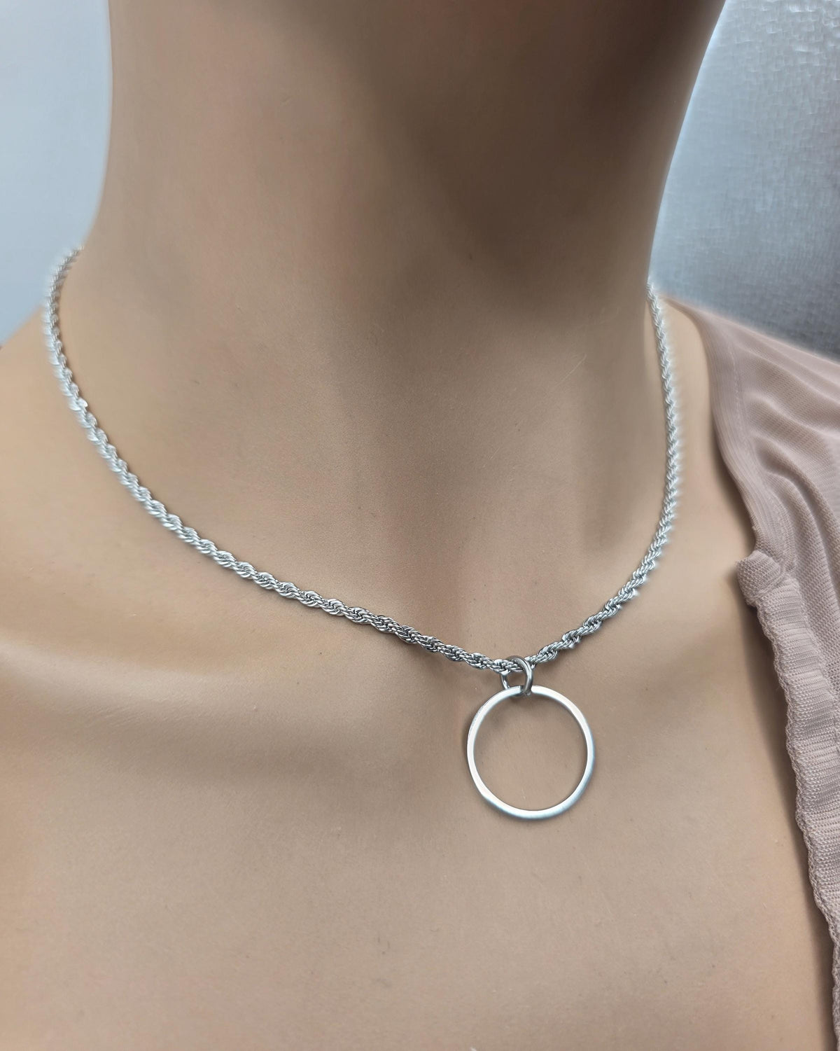 Stainless steel Day Collar Necklace 2mm Rope Chain, Locking Clasp Option, Elegant Jewelry for Couples