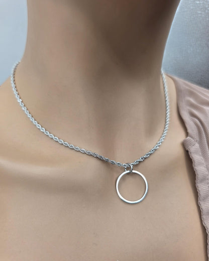 Stainless steel Day Collar Necklace 2mm Rope Chain, Locking Clasp Option, Elegant Jewelry for Couples