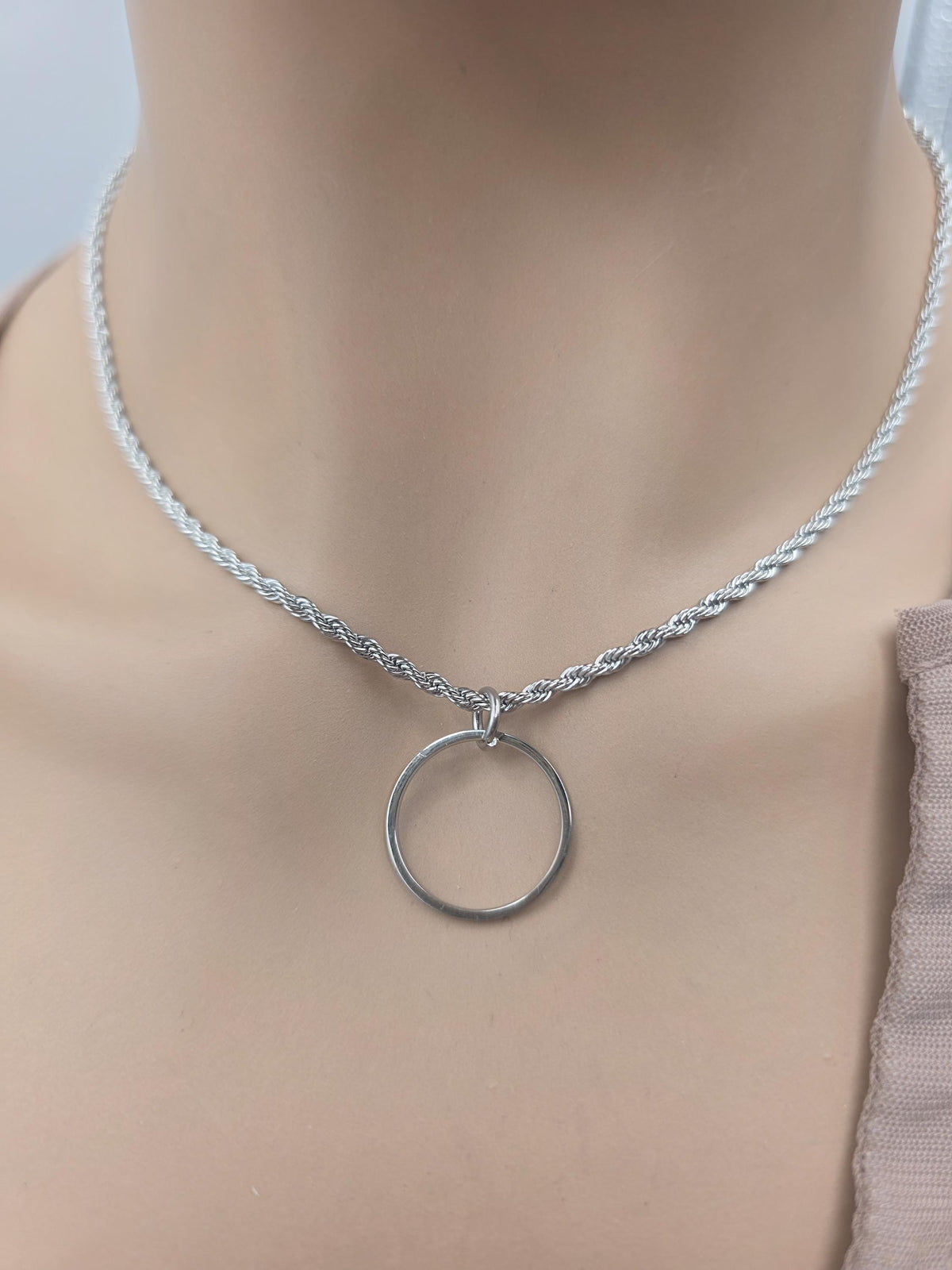 Stainless steel Day Collar Necklace 2mm Rope Chain, Locking Clasp Option, Elegant Jewelry for Couples