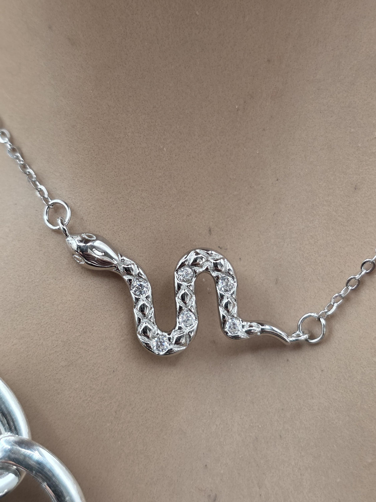 Nefertiti & Serpent Sterling Silver Necklace Set | Egyptian Queen Pendant | Layered Snake Necklace | Ancient Egypt Inspired Jewelry