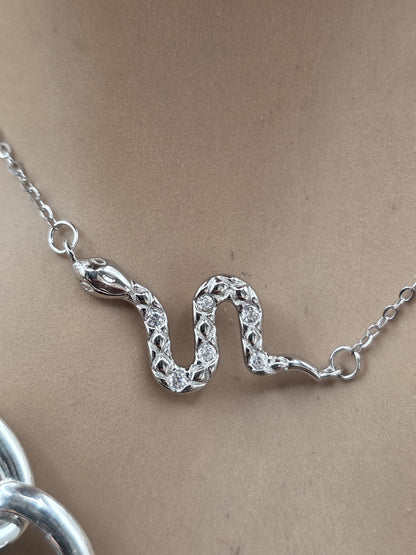 Nefertiti & Serpent Sterling Silver Necklace Set | Egyptian Queen Pendant | Layered Snake Necklace | Ancient Egypt Inspired Jewelry