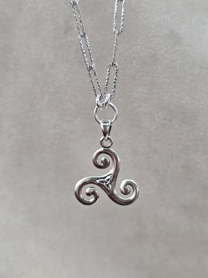 Norse Wolf & Celtic Triskelion Necklace Set | Sterling Silver Layered Necklaces | Leland Blue Glass Pendant | Viking Inspired Jewelry