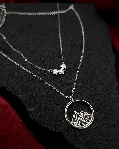 Three Stars Over the Mountain - A Fae Court | Sterling Silver Layered Necklace Set | Bookish Celestial Jewelry