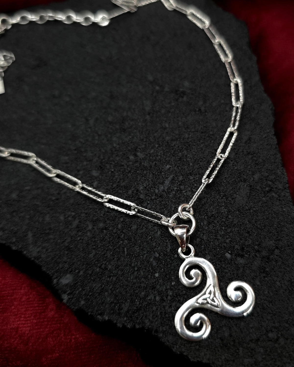 Norse Wolf & Celtic Triskelion Necklace Set | Sterling Silver Layered Necklaces | Leland Blue Glass Pendant | Viking Inspired Jewelry