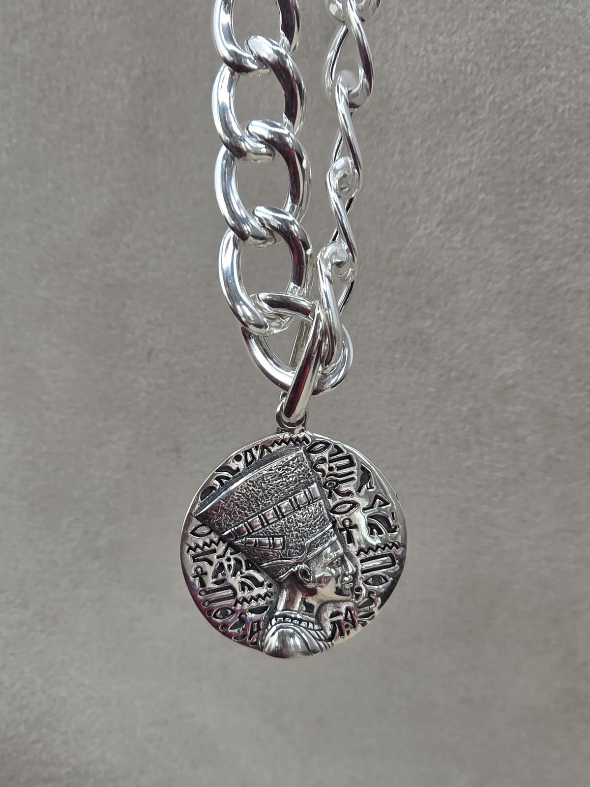 Nefertiti & Serpent Sterling Silver Necklace Set | Egyptian Queen Pendant | Layered Snake Necklace | Ancient Egypt Inspired Jewelry