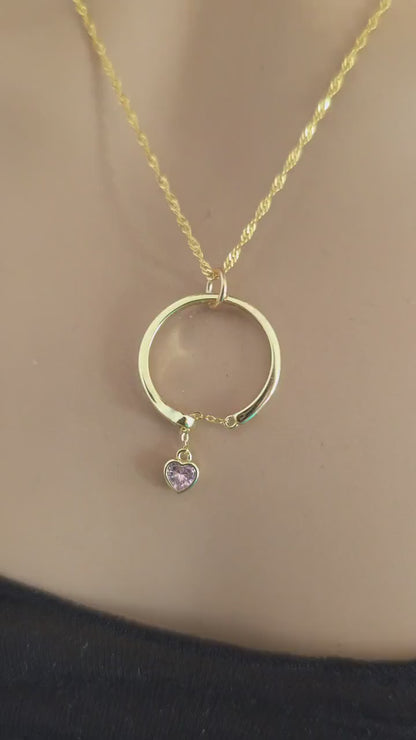 18k2 Gold Vermeil Over Sterling Silver Elegant Day Collar Necklace, Crystal Heart Charm Romantic Luxury Fine Jewelry