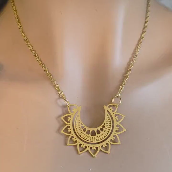 Gold Mandala Evil Eye Layered Protection Necklace Set - Chain Zen Stack Jewelry