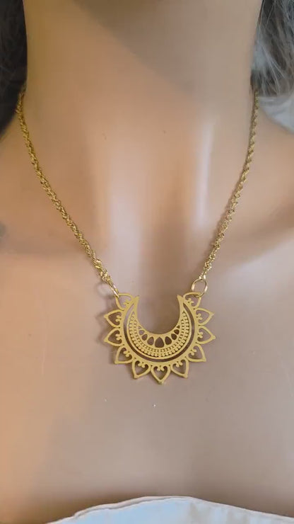 Gold Mandala Evil Eye Layered Protection Necklace Set - Chain Zen Stack Jewelry