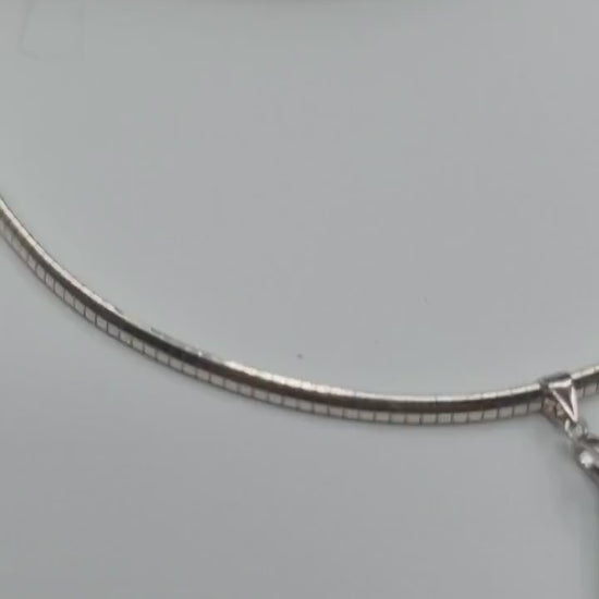 Sterling Silver 3mm Omega Hemimorphite Gemstone Pendant Necklace