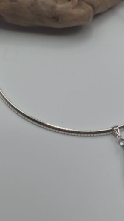 Sterling Silver 3mm Omega Hemimorphite Gemstone Pendant Necklace