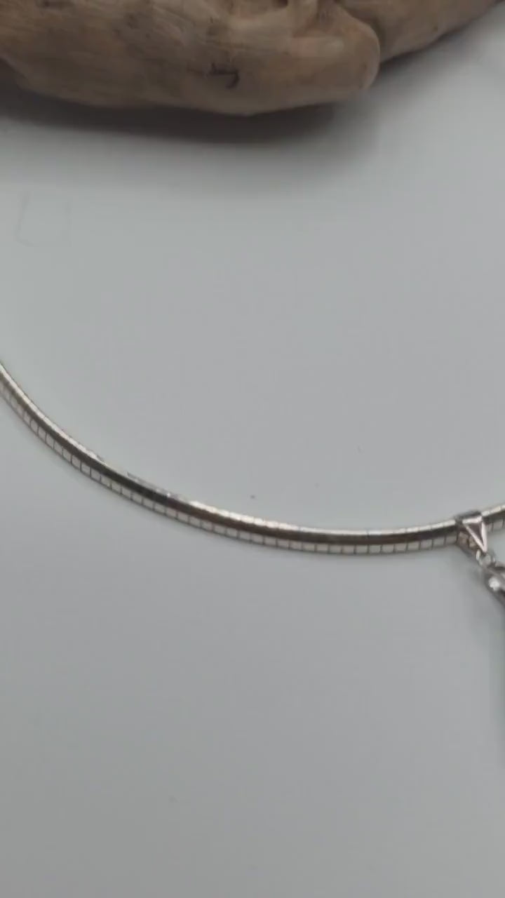 Sterling Silver 3mm Omega Hemimorphite Gemstone Pendant Necklace