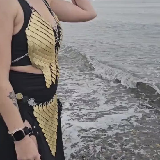Gold Dragon Fae Scalemail Breastplate Armor Corset: Handmade in Canada Viking Costume Cosplay