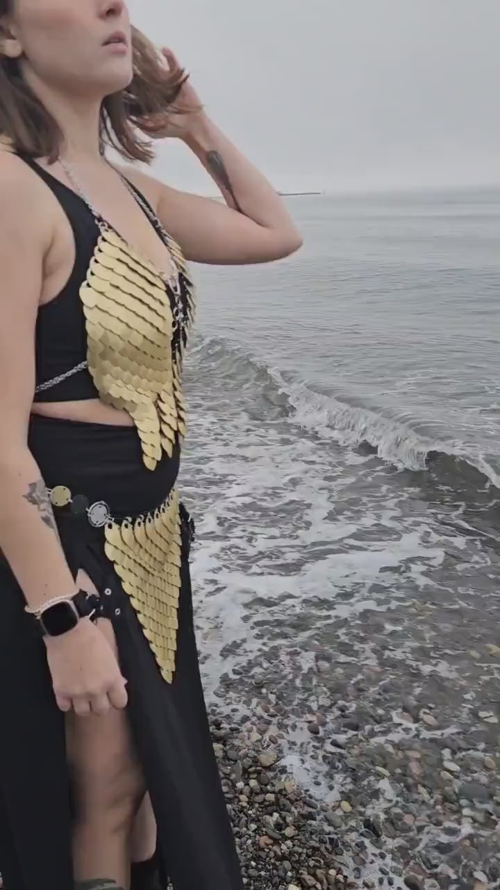 Gold Dragon Fae Scalemail Breastplate Armor Corset: Handmade in Canada Viking Costume Cosplay