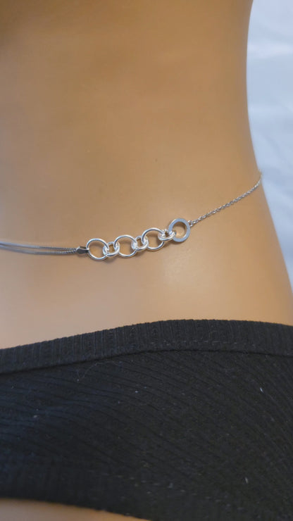 Rhodium Plated Sterling Silver Day Collar Interlocking Hearts Eternity Necklace, Romantic Partner Jewelry