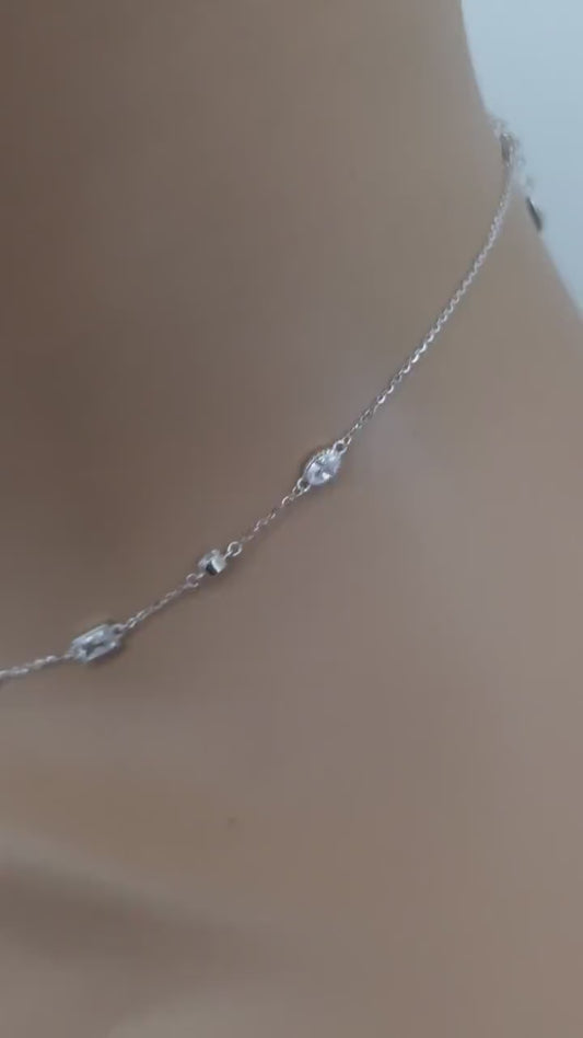 Sterling Silver Cubic Zirconia O Ring Necklace - Luxury Partner Jewelry