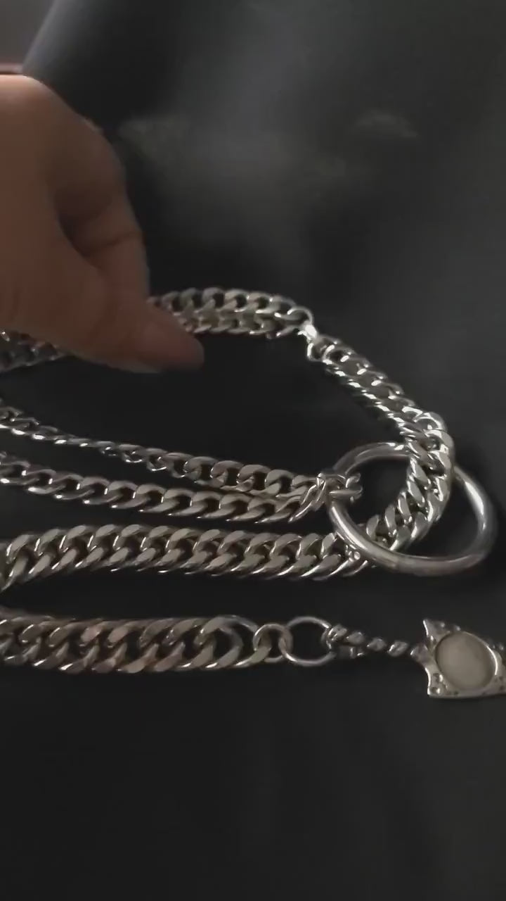 Surgical Steel Slip Chain Gothic Punk Leash Style Collar Choker Necklace -  Collar, self Bondage gift for her