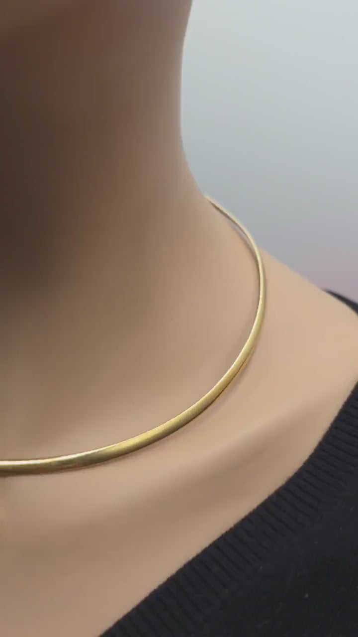 Reversible Gold Vermeil & Sterling Silver Omega Collar Necklace – 4mm Dual-Tone O-Ring Day Collar