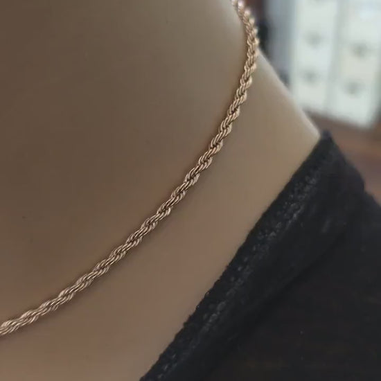 Rose Gold Day Collar Choker Necklace,  Locking Clasp Option, Jewelry for Couples