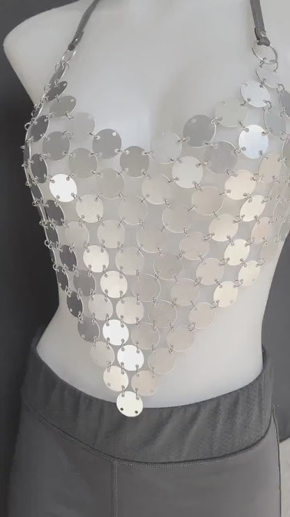 Festival Clothing Rave Chain Crystal Bra Bralette Outfit Sparkle Rhinestone Gem Lingerie - EDM Concert Outfit, Burlesque costume